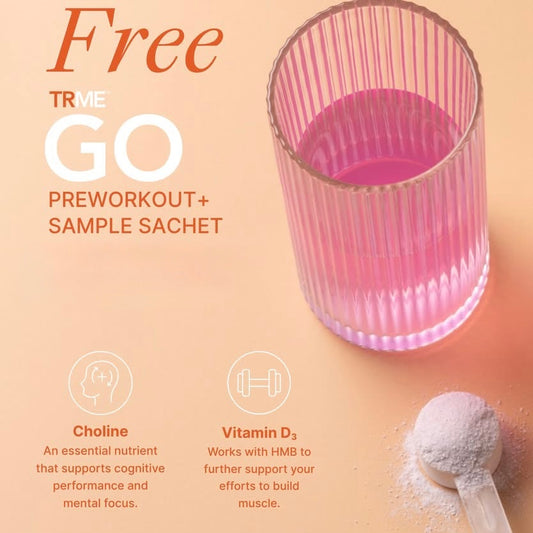 TRMe GO Pre-Workout + Single Packet (sample & product card)